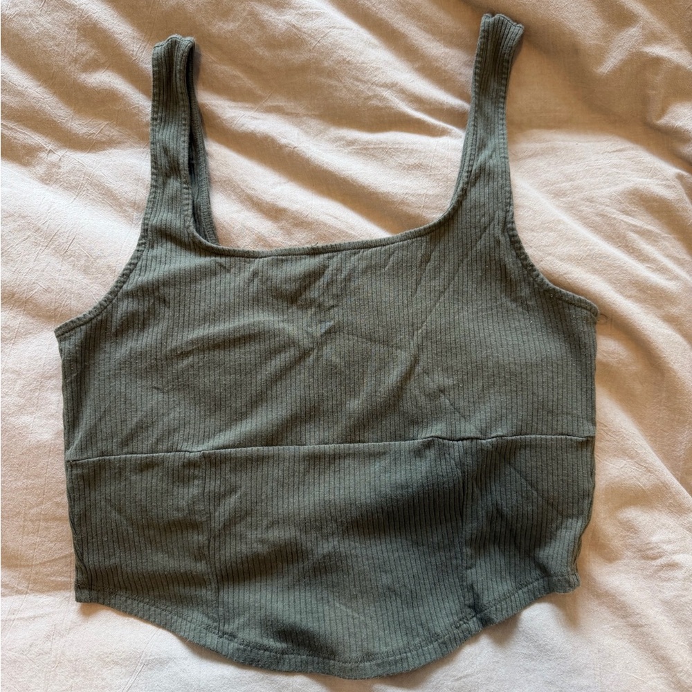 Ribbed Olive Green Tank Top